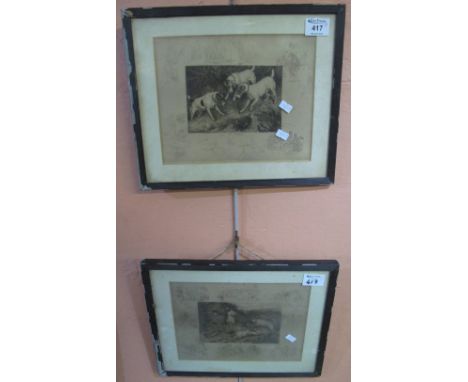 After Paton, 'Not at Home', and 'Notice to Quit', terriers hunting, uncoloured engraving, framed and glazed. (2)(B.P. 24% inc