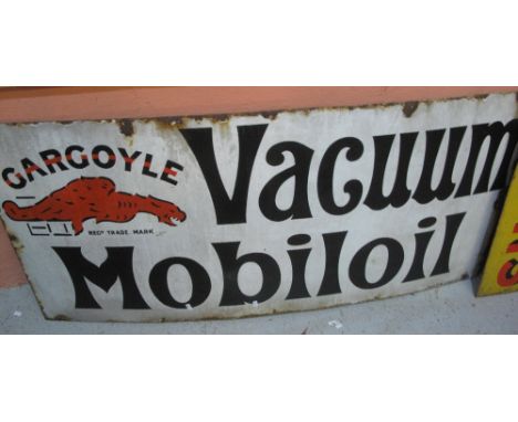 Original large metal enamelled advertising sign 'Gargoyle Vacuum Mobil Oil, single sided.  62 x 130cm approx.(B.P. 24% incl. 