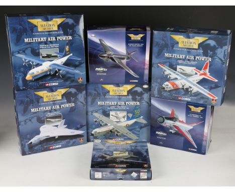 Ten Corgi Aviation Archive aircraft, comprising Military Air Power Nos. 48402 Lockheed Hercules US Marine Corps 'Blue Angels'