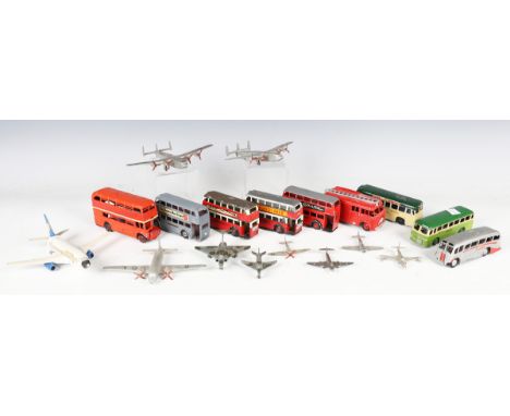 A small collection of Dinky Toys aircraft, including No. 717 Boeing 737, No. 735 Gloster Javelin and two Yorks, together with