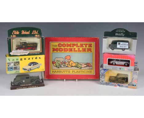A collection of diecast vehicles and accessories, including Chad Valley clockwork Humber Supersnipe with key, four Crescent r
