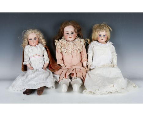An Armand Marseille bisque head and shoulders doll, impressed '370 AM 2/0 DEP', with blonde wig, sleeping blue eyes, open mou