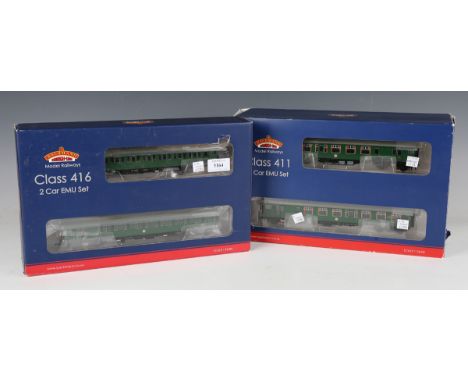 A Bachmann Branch-Line gauge OO DCC Ready No. 31-379 Class 416 2-Car EMU set and a No. 31-426 Class 411 4-Car EMU set, both b