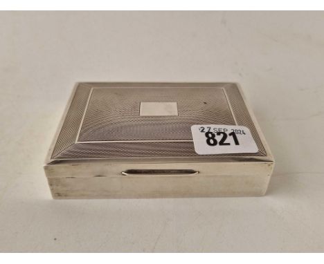 A cigarette box with engine turned hinged cover, 4.5" wide, Birmingham 1963