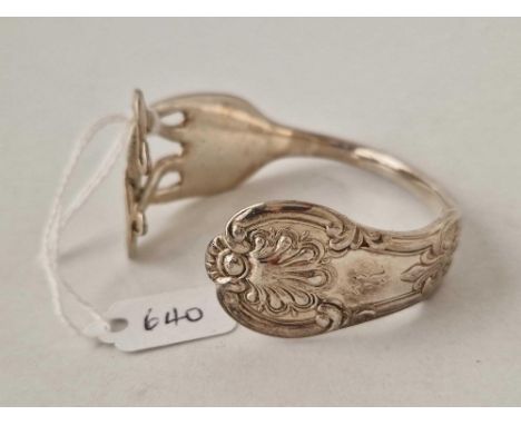 A fancy silver bangle made from a fork 50 gms