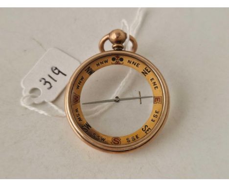 A antique mounted compass 9ct
