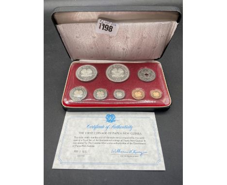 Papua New Guinea 1975 proof set including 2 x large .925 silver coins
