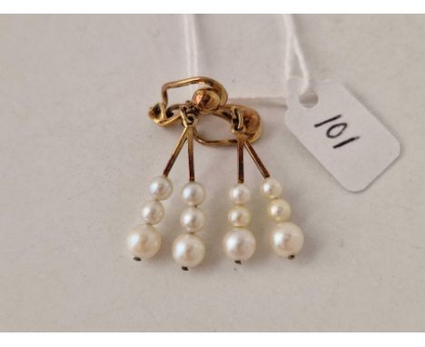 A pair of art deco pearl earrings 14ct gold 4.3 gms