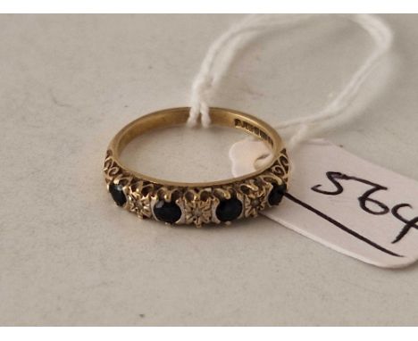 A four stone sapphire ring 9ct size K 1.7 gms