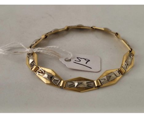 A ART DECO FRENCH TWO COLOUR GOLD BRACELET 18CT GOLD 7 INCH 10.3 GMS