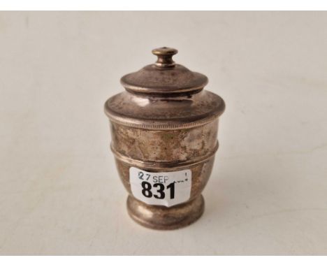 An unusual pepper grinder with cable girdle, 3.5" high, London 1901
