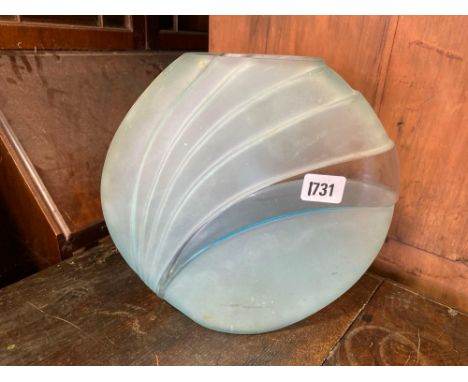 Art Deco Green Glass Vase 10” High