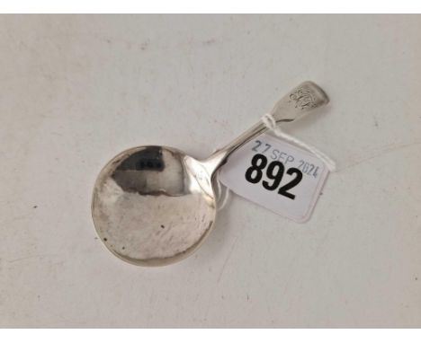 A Georgian Exeter caddy spoon, fiddle pattern, 1825 by WW
