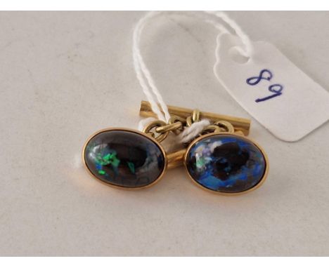 A PAIR OF OPAL CUFFLINKS 15CT GOLD 6.3 GMS