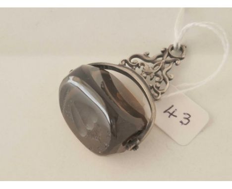 A large Victorian triple swivel seal two sides with intaglio with one side plain silver mounted