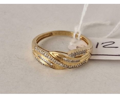A diamond band ring 14ct gold size U 3.2 gms