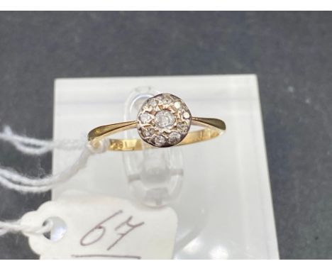 Edwardian diamond cluster ring 18ct gold size P