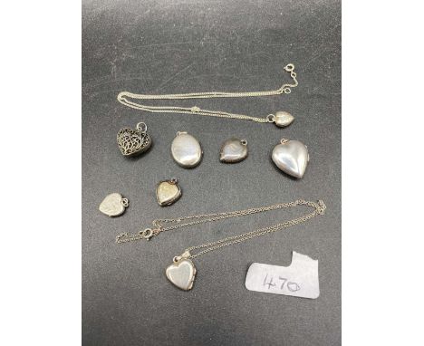 Seven heart silver locket pendants