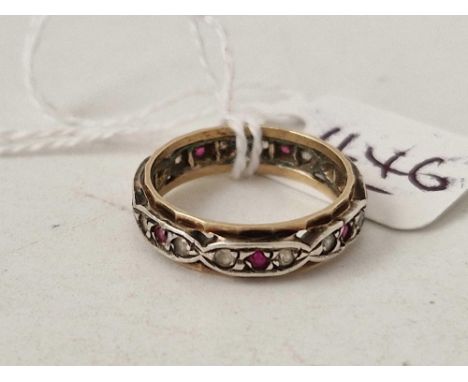 A 9ct on silver stone set eternity ring size K 2.4 gms
