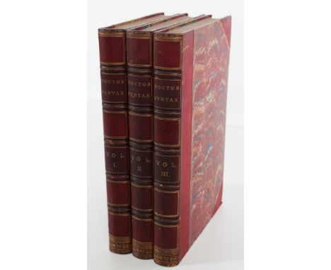 This is a three-volume set of the Tours of Doctor Syntax, written by William Combe, illustrated by Thomas Rowlandson, and pub