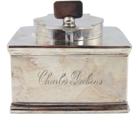 Charles Dickens Old Sheffield Silver Plate Inkwell. Piece was found from a sell off from Charles Dickens London home in the 1
