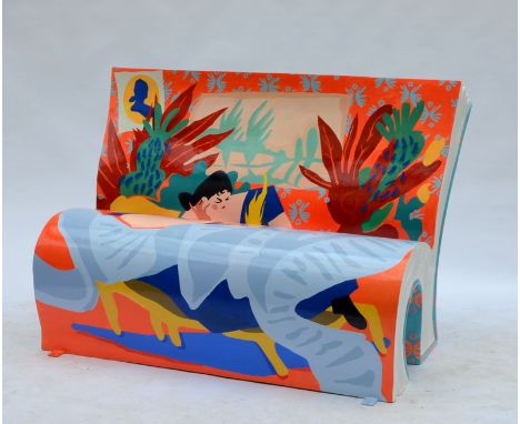 FEMALE POWERby Fatima Pantoja1450 mm long x 920 mm high x 700 mm deep, 36 kg This colourful BookBench depicts Jane Austen wor