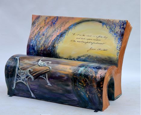 LOOK UPON VERDUREby Lois Cordelia1450 mm long x 920 mm high x 700 mm deep, 36 kgThis BookBench symbolises a pause in our hect