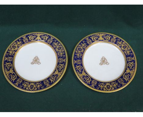 PAIR OF COALPORT GILDED CERAMIC PLATES 