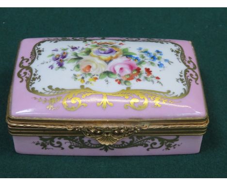 LIMOGE HANDPAINTED FLORAL DECORATED CERAMIC STORAGE BOX WITH HINGED COVER 