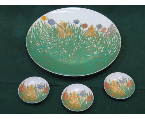 ROSENTHAL CIRCULAR CERAMIC PLAQUE AND THREE SMALLER CERAMIC PLAQUES 