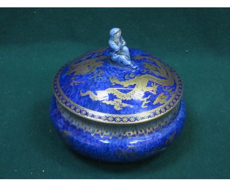 WEDGWOOD DRAGON LUSTRE CERAMIC STORAGE JAR WITH COVER, 24829, DIAMETER APPROXIMATELY 14.5cm HIGH