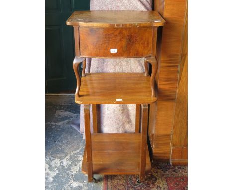  SEWING MACHINE, ART DECO SEWING BOX AND ART DECO SIDE TABLE AND POUFFE 