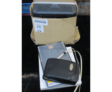 CASED SAMSUNG CAMCORDER, KODAK EASY SHARE PRINTER DOCK, KODAK ELECTRONIC FLASH, CASED DIGITAL CAMERA, ETC. 