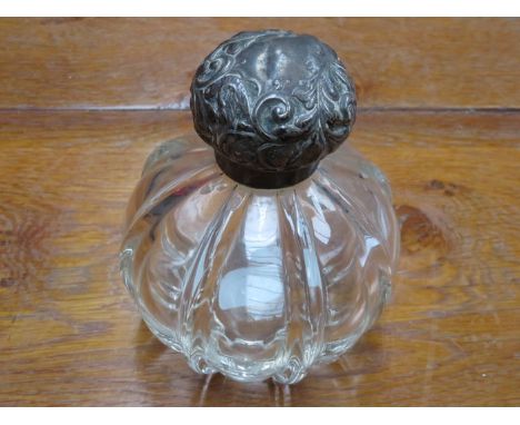 HALLMARKED SILVER TOPPED GLASS PERFUME DECANTER