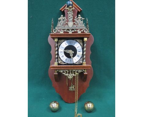 REPRODUCTION WALL MOUNTING CLOCK WITH BRASS PLUM WEIGHTS 