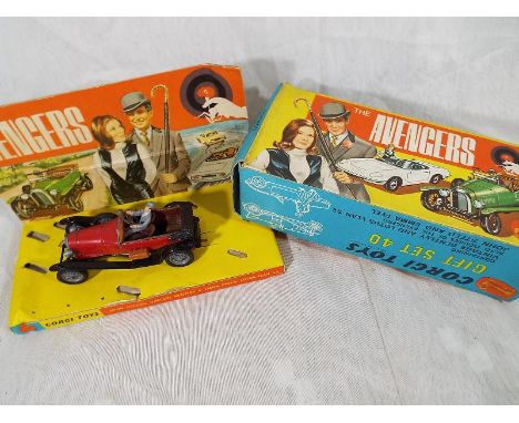 The Avengers - a diecast model depicting a vintage Bentley with John Steed at the wheel inner display cards and original box 