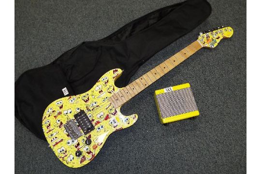 Spongebob Electric Guitar - A Nickelodeon Spongebob Squarepants Electric Guitar With Matching Amplifier And Soft Case Estim