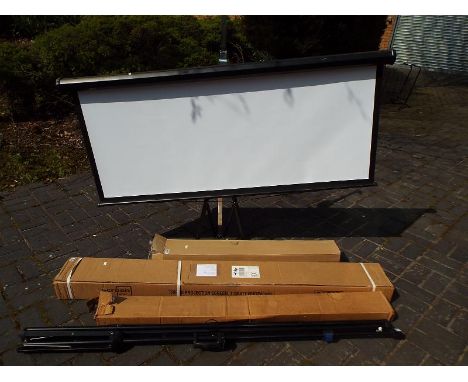 Four extending projector screens to include Reflector, two boxed (4)