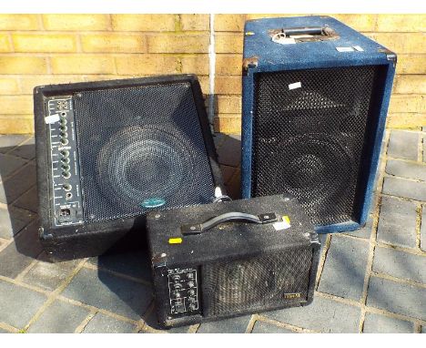 A McGregor BG250 powered wedge speaker, a McGregor powered monitor speaker and an InterM PS-30 mic amplifier (3) - Est £30 - 