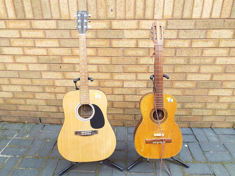 A Boston model BN200 acoustic guitar and a further classical guitar (2)