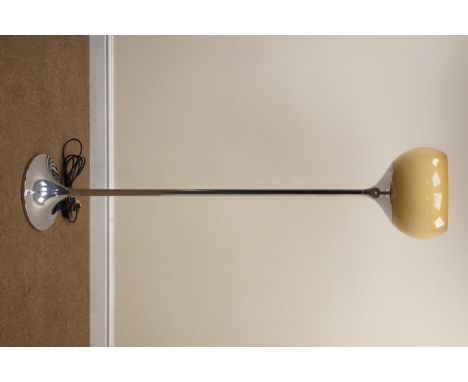 Harvey Guzzini 'Bud Grande' standard lamp, chromed metal tulip stem with amber and white plastic shade, makers label, H169cm 