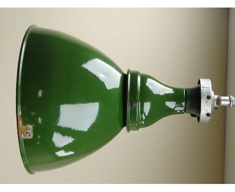 Benjamin 'Saaflux' industrial green enamel pendant light fitting, impressed makers marks, H54cm  Condition Report Click here 