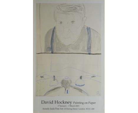 David Hockney (British 1934-): 'Painting on Paper', exhibition poster for Annely Juda Fine Art 17 January - 1 March 2003, 100
