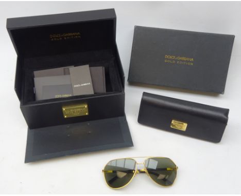 Dolce & Gabbana 'Gold Edition' sunglasses DG 2073-K 440/58 with certificates, leather case, presentation box and outer box  C