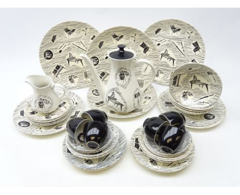 Ridgway Homemaker part coffee and dinner service comprising coffee pot, six coffee cups & saucers, four bowls, milk jug, elev