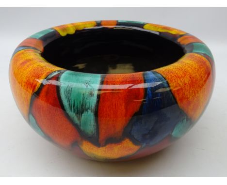 Poole pottery Concave bowl decorated in the Harlequin pattern, D23cm  Condition Report Click here for further images, conditi