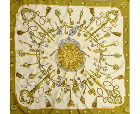 Hermes 'Les Cles' silk scarf with Key design, 86cm x 89cm  Condition Report Click here for further images, condition, auction