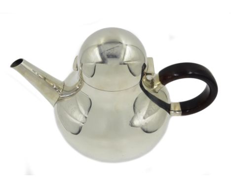 Robert Radford Welch silver teapot, bulbous body, plain dome cover with India Rosewood loop handle, Birmingham 1971 H15cm Con