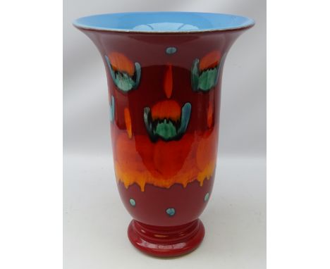 Large Poole pottery Volcano pattern pedestal vase of trumpet form, H44cm Condition Report Click here for further images, cond