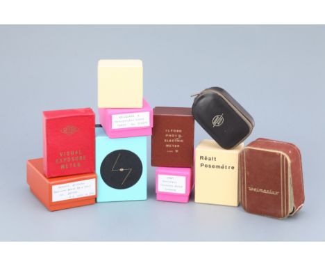 including Drem Justodrem, Singer Graflex Strob Meter, Exelsior A and more, all in fine crafted home-made boxes (a lot)